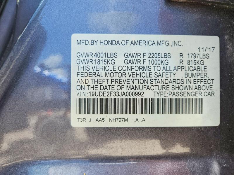 Auction sale of the 2018 Acura Ilx, vin: 19UDE2F33JA000992, lot number: 51272726