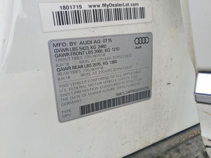 49727956 :رقم المزاد ، WA1L2AFP8GA024255 vin ، 2016 Audi Q5 مزاد بيع