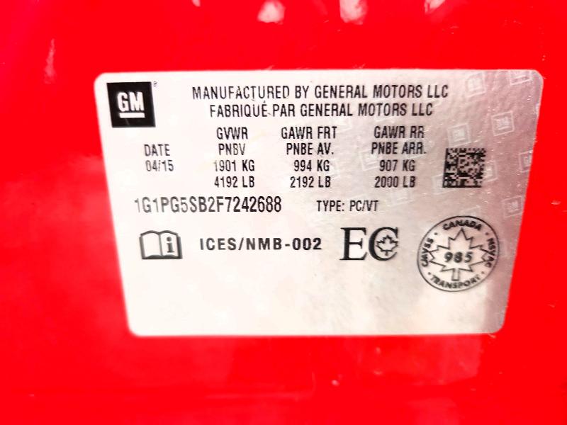 Продажа на аукционе авто 2015 Chevrolet Cruze, vin: 1G1PG5SB2F7242688, номер лота: 49277056
