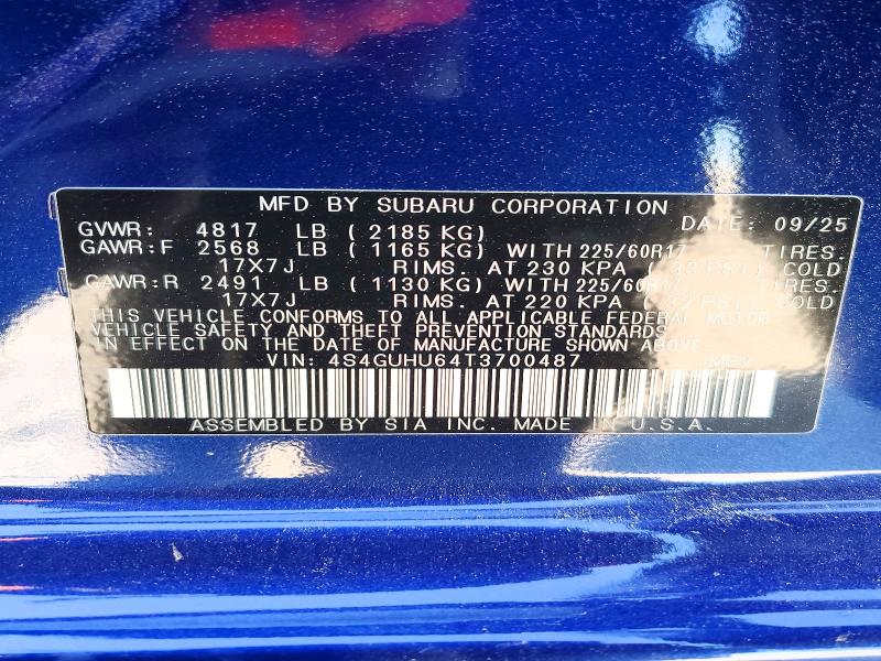 2026 Subaru Crosstrek მანქანა იყიდება აუქციონზე, vin: 4S4GUHU64T3700487, აუქციონის ნომერი: 48983296