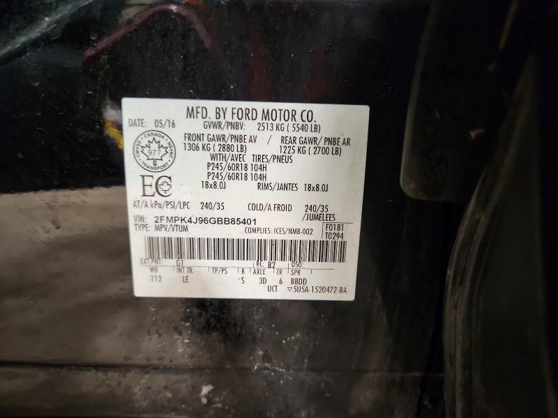 Aukcja sprzedaży 2016 Ford Edge, vin: 2FMPK4J96GBB85401, numer aukcji: 47874856