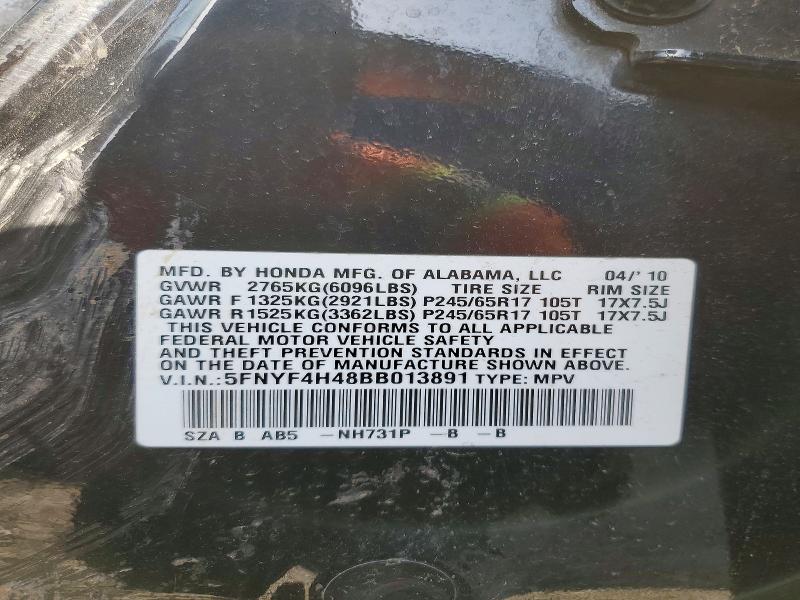 Продаж на аукціоні авто 2011 Honda Pilot, vin: 5FNYF4H48BB013891, номер лоту: 51595676