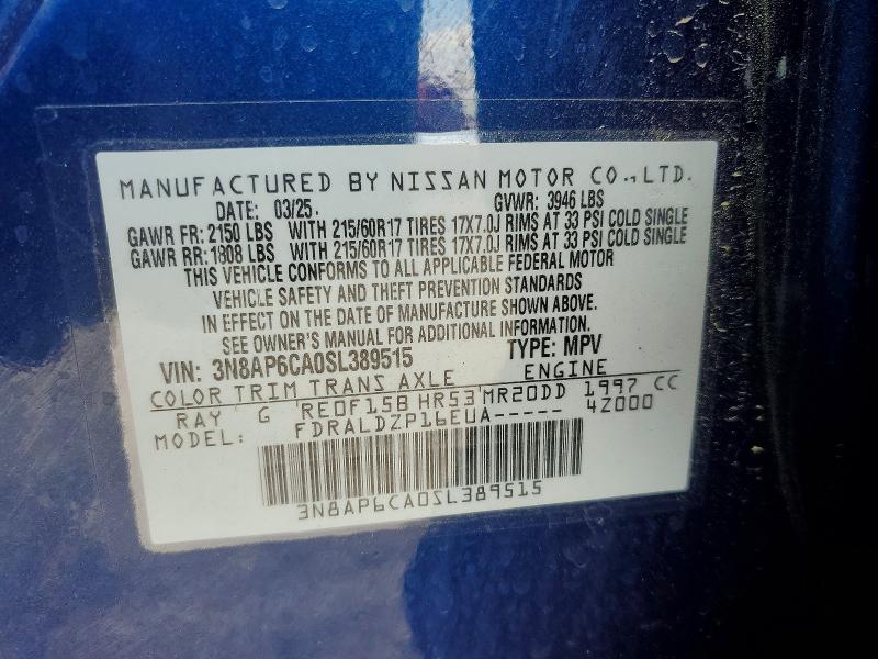 Aukcja sprzedaży 2025 Nissan Kicks, vin: 3N8AP6CA0SL389515, numer aukcji: 49578256