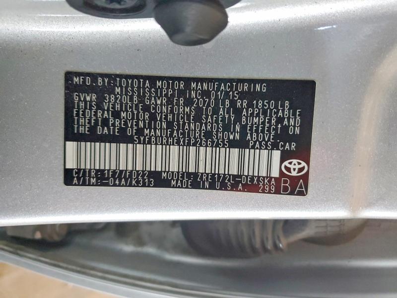 Продаж на аукціоні авто 2015 Toyota Corolla, vin: 5YFBURHEXFP266755, номер лоту: 48710456