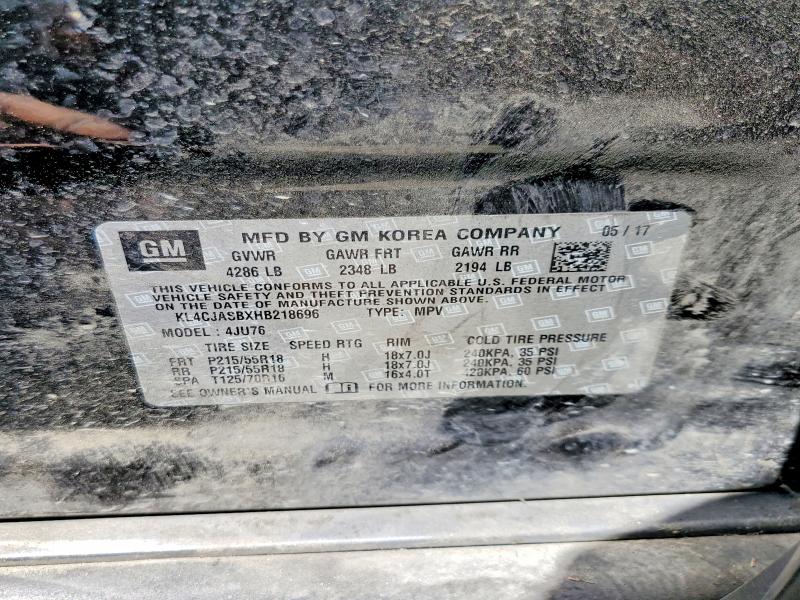 50258906 :رقم المزاد ، KL4CJASBXHB218696 vin ، 2017 Buick Encore مزاد بيع