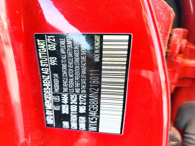Продаж на аукціоні авто 2021 Mercedes-benz Cla, vin: W1K5J4GB8MN218011, номер лоту: 48948136