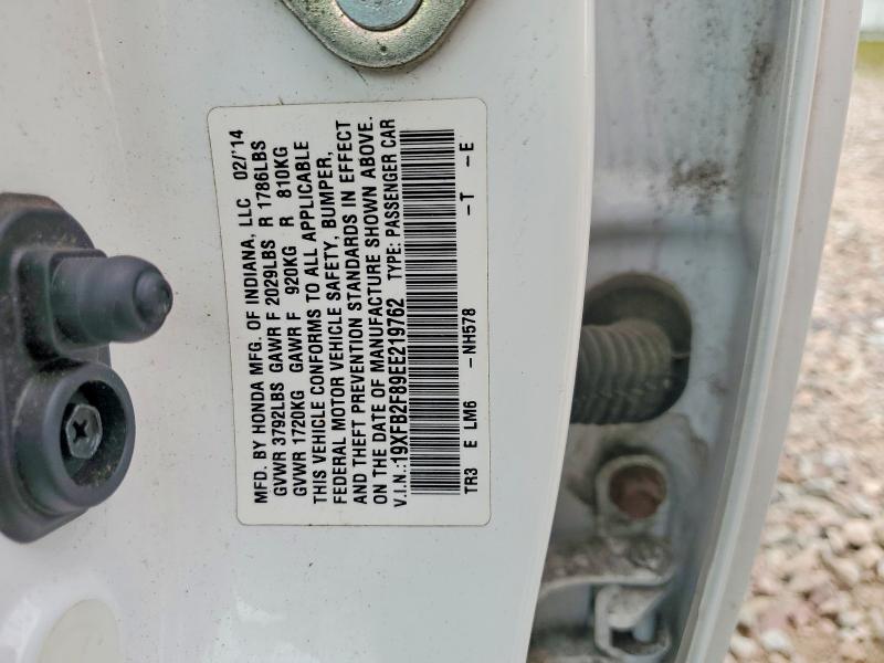 Aukcja sprzedaży 2014 Honda Civic, vin: 19XFB2F89EE219762, numer aukcji: 51345096