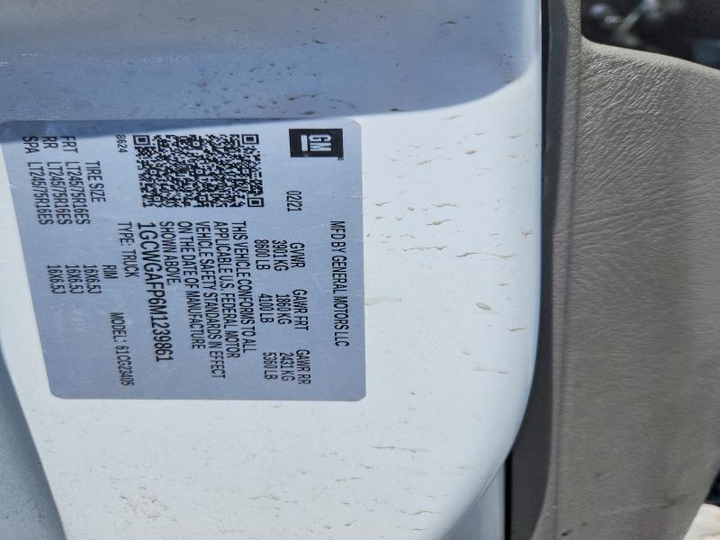 Продаж на аукціоні авто 2021 Chevrolet Express G2500, vin: 1GCWGAFP6M1239861, номер лоту: 51016026