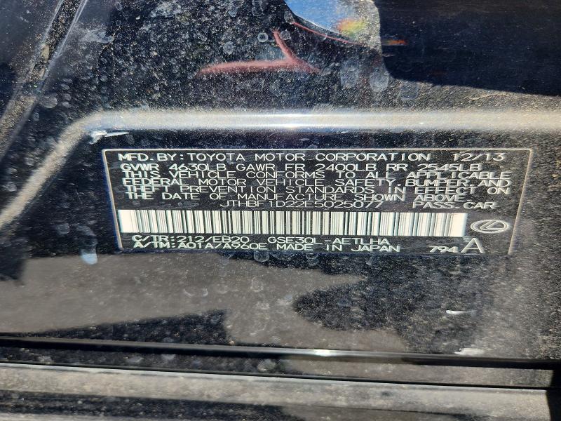 49983306 :رقم المزاد ، JTHBF1D22E5025077 vin ، 2014 Lexus Is مزاد بيع