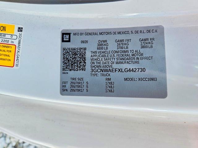 49767216 :رقم المزاد ، 3GCNWAEFXLG442730 vin ، 2020 Chevrolet Silverado مزاد بيع