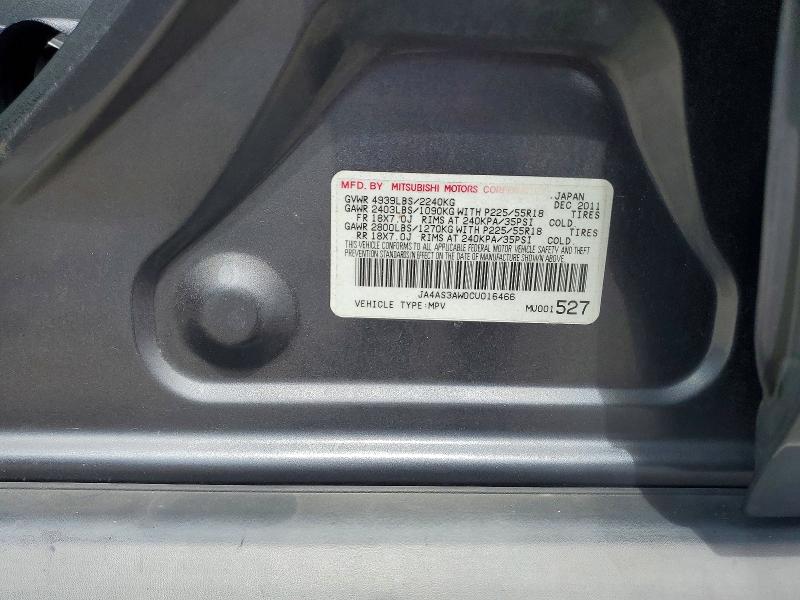 Продаж на аукціоні авто 2012 Mitsubishi Outlander, vin: JA4AS3AW0CU016466, номер лоту: 49253496