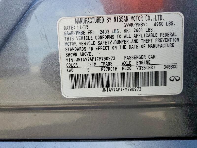 Продажа на аукционе авто 2015 Infiniti Q50 Hybrid, vin: JN1AV7AP1FM790973, номер лота: 48955076