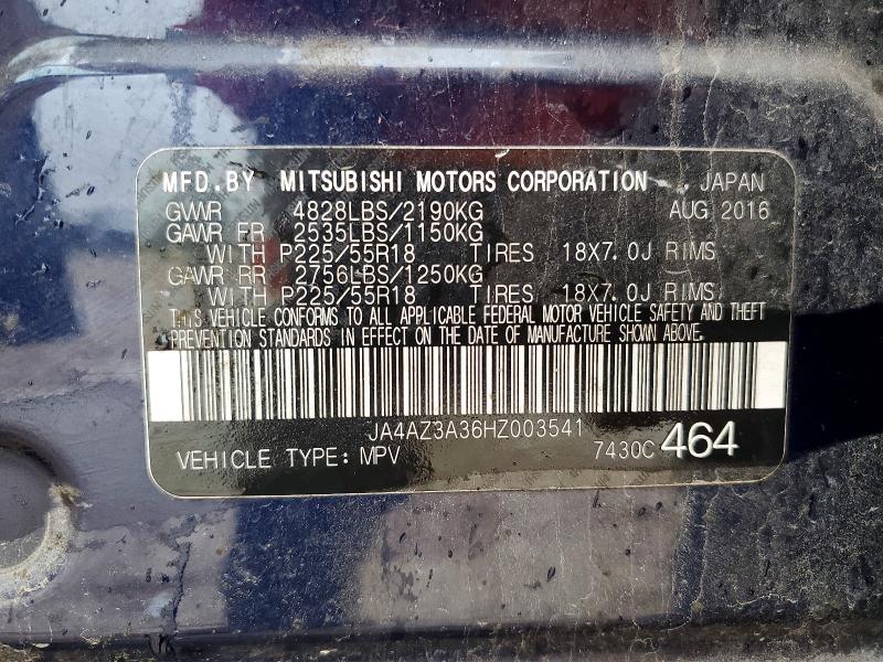 Продаж на аукціоні авто 2017 Mitsubishi Outlander, vin: JA4AZ3A36HZ003541, номер лоту: 50421696