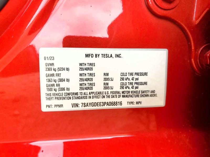 Продажа на аукционе авто 2023 Tesla Model Y, vin: 7SAYGDEE3PA068816, номер лота: 49611476