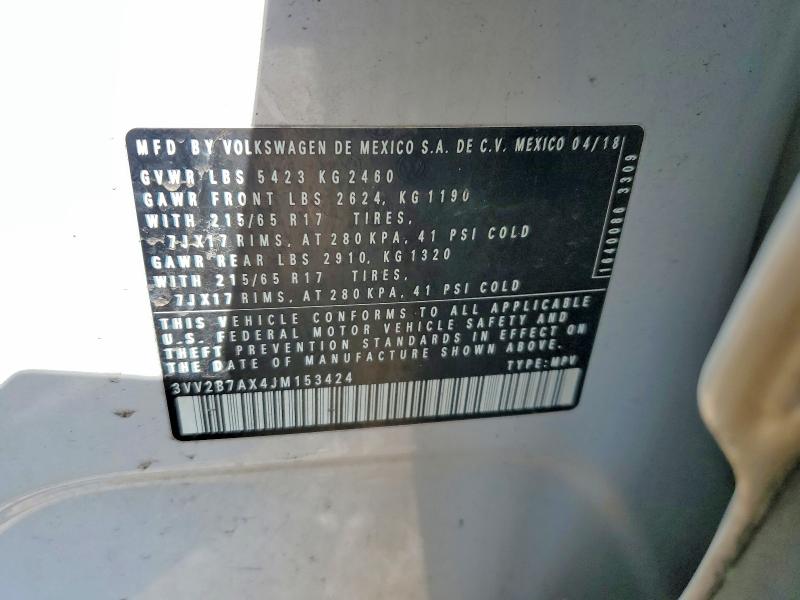 48679556 :رقم المزاد ، 3VV2B7AX4JM153424 vin ، 2018 Volkswagen Tiguan مزاد بيع