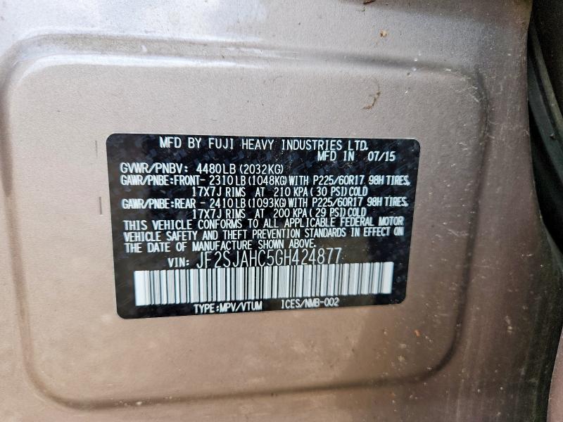 Продаж на аукціоні авто 2016 Subaru Forester, vin: JF2SJAHC5GH424877, номер лоту: 49742396