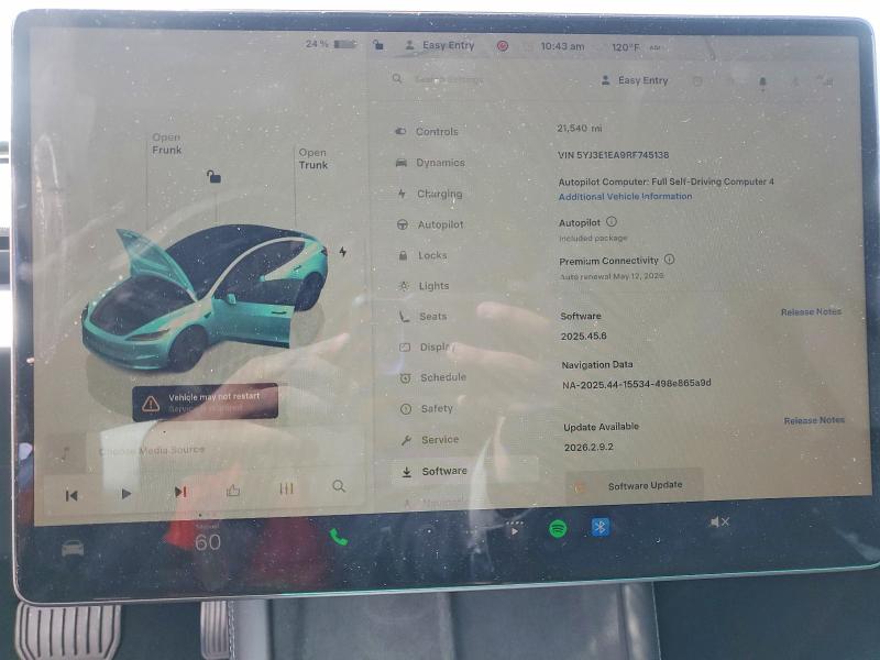 2024 Tesla Model 3 მანქანა იყიდება აუქციონზე, vin: 5YJ3E1EA9RF745138, აუქციონის ნომერი: 49517466
