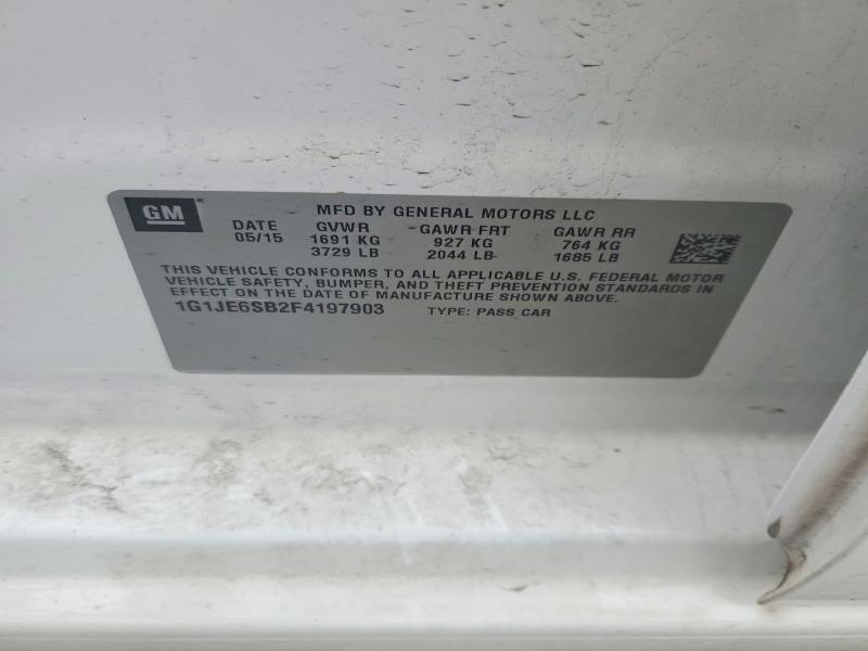 2015 Chevrolet Sonic მანქანა იყიდება აუქციონზე, vin: 1G1JE6SB2F4197903, აუქციონის ნომერი: 51829826