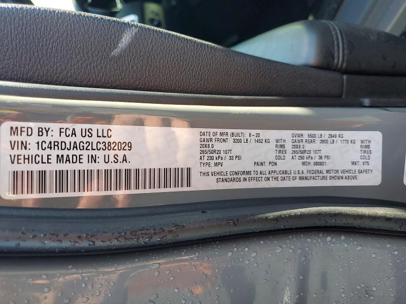 49895256 :رقم المزاد ، 1C4RDJAG2LC382029 vin ، 2020 Dodge Durango مزاد بيع