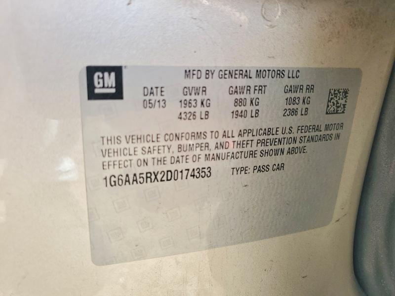 49677426 :رقم المزاد ، 1G6AA5RX2D0174353 vin ، 2013 Cadillac Ats مزاد بيع