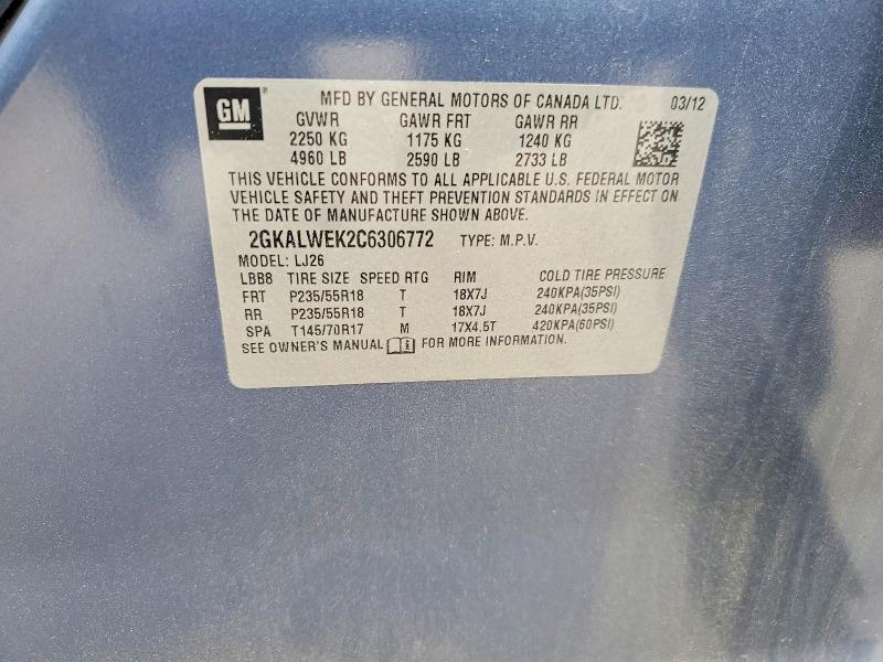 51109396 :رقم المزاد ، 2GKALWEK2C6306772 vin ، 2012 Gmc Terrain مزاد بيع