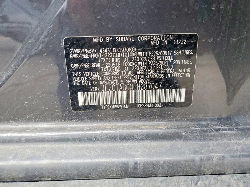 Продажа на аукционе авто 2023 Subaru Crosstrek, vin: JF2GTABC0PH287047, номер лота: 47639966