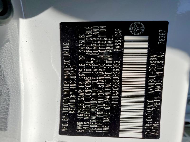 2025 Toyota Camry მანქანა იყიდება აუქციონზე, vin: 4T1DAACK6SU626953, აუქციონის ნომერი: 48871286