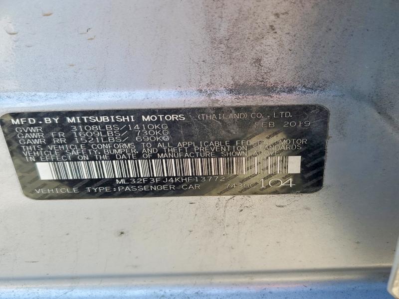 48914406 :رقم المزاد ، ML32F3FJ4KHF13772 vin ، 2019 Mitsubishi Mirage مزاد بيع