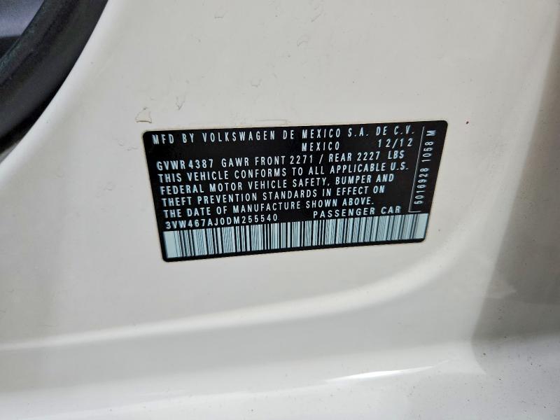 49138876 :رقم المزاد ، 3VW467AJ0DM255540 vin ، 2013 Volkswagen Jetta مزاد بيع