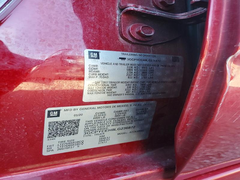 2020 Chevrolet Silverado მანქანა იყიდება აუქციონზე, vin: 3GCPYCEH8LG236872, აუქციონის ნომერი: 49204196