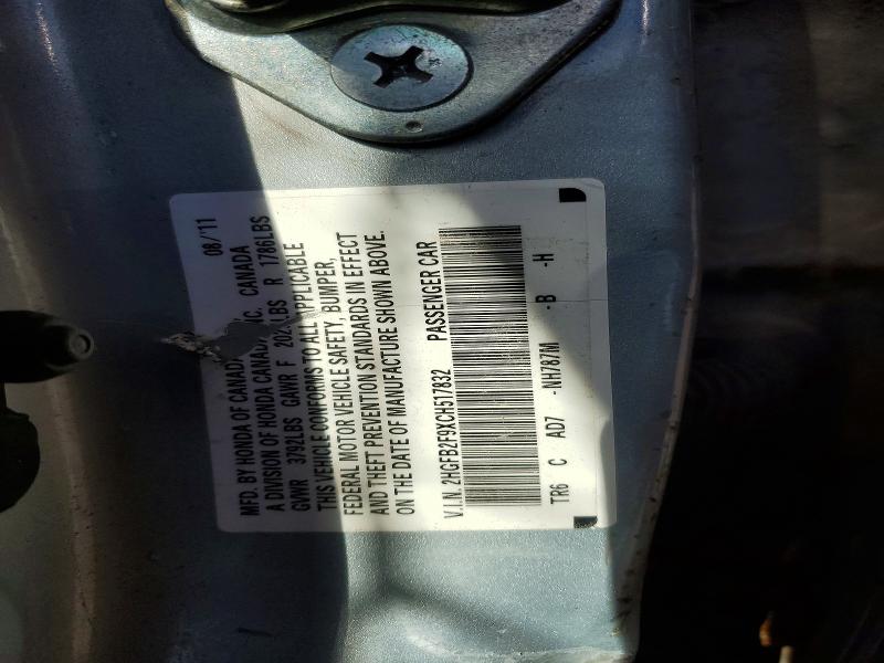 Aukcja sprzedaży 2012 Honda Civic, vin: 2HGFB2F9XCH517832, numer aukcji: 51697826
