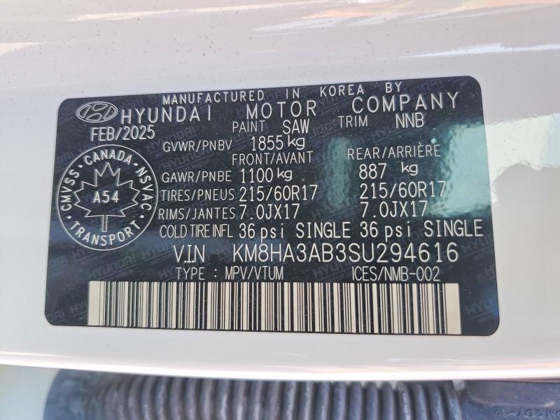 Aukcja sprzedaży 2025 Hyundai Kona, vin: KM8HA3AB3SU294616, numer aukcji: 50567596