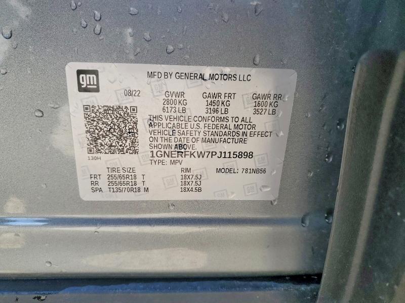 51634496 :رقم المزاد ، 1GNERFKW7PJ115898 vin ، 2023 Chevrolet Traverse مزاد بيع