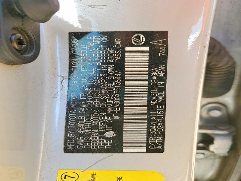 Продажа на аукционе авто 2005 Lexus Es, vin: JTHBA30GX55138447, номер лота: 50646386