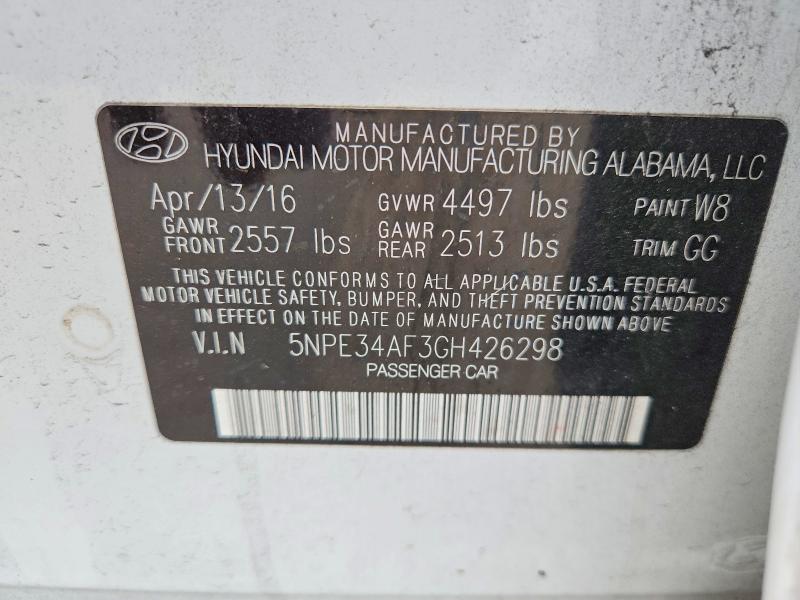 Продажа на аукционе авто 2016 Hyundai Sonata, vin: 5NPE34AF3GH426298, номер лота: 49496246