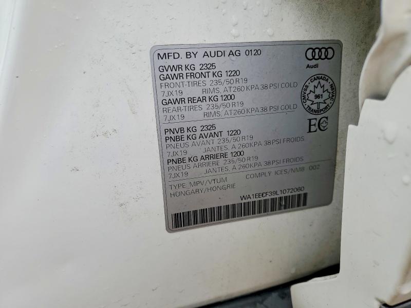 Aukcja sprzedaży 2020 Audi Q3, vin: WA1EECF39L1072060, numer aukcji: 49777226