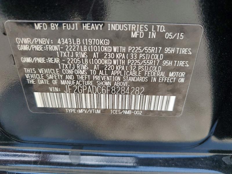 50661176 :رقم المزاد ، JF2GPADC6F8284282 vin ، 2015 Subaru Xv Crosstrek مزاد بيع