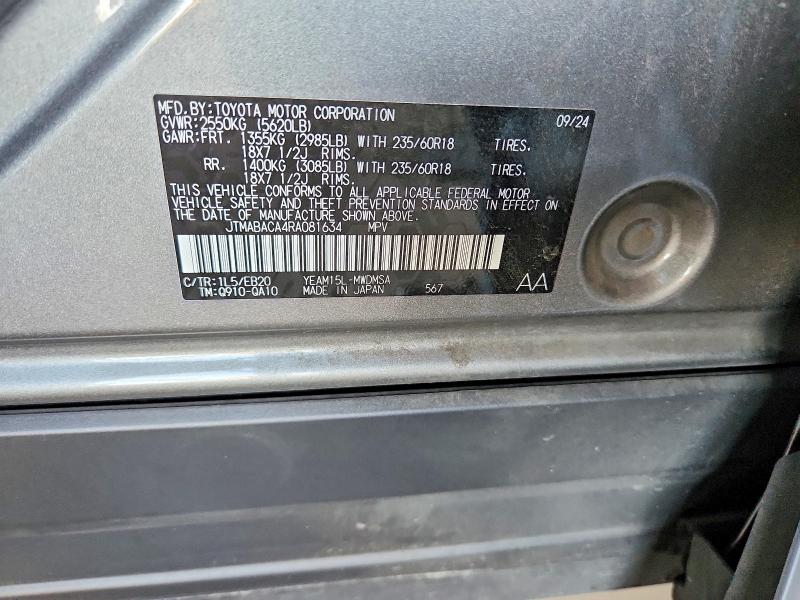 Продаж на аукціоні авто 2024 Toyota Bz4x, vin: JTMABACA4RA081634, номер лоту: 50833436