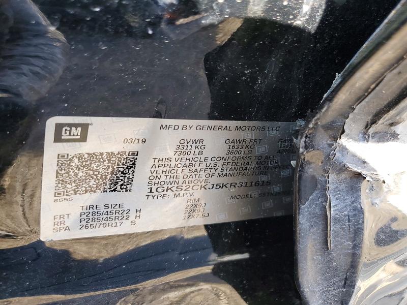 Aukcja sprzedaży 2019 Gmc Yukon, vin: 1GKS2CKJ5KR311615, numer aukcji: 51723106