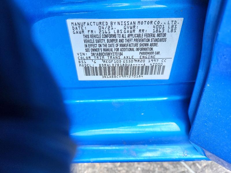 Продаж на аукціоні авто 2021 Nissan Sentra, vin: 3N1AB8CV9MY270184, номер лоту: 50776776