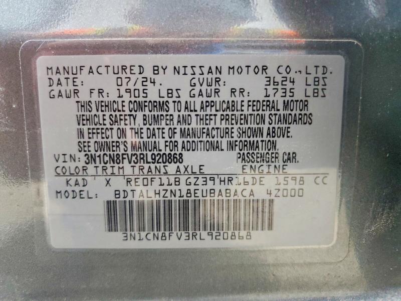 Aukcja sprzedaży 2024 Nissan Versa, vin: 3N1CN8FV3RL920868, numer aukcji: 49672806