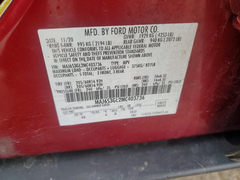 2021 Ford Ecosport მანქანა იყიდება აუქციონზე, vin: MAJ6S3GL2MC403736, აუქციონის ნომერი: 48161716
