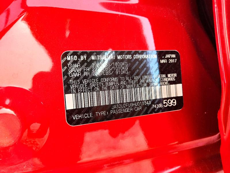 50772116 :رقم المزاد ، JA32U2FU9HU011343 vin ، 2017 Mitsubishi Lancer مزاد بيع