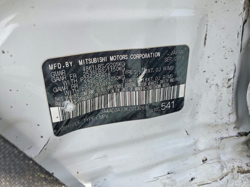 49231156 :رقم المزاد ، JA4AD3A33KZ013269 vin ، 2019 Mitsubishi Outlander مزاد بيع