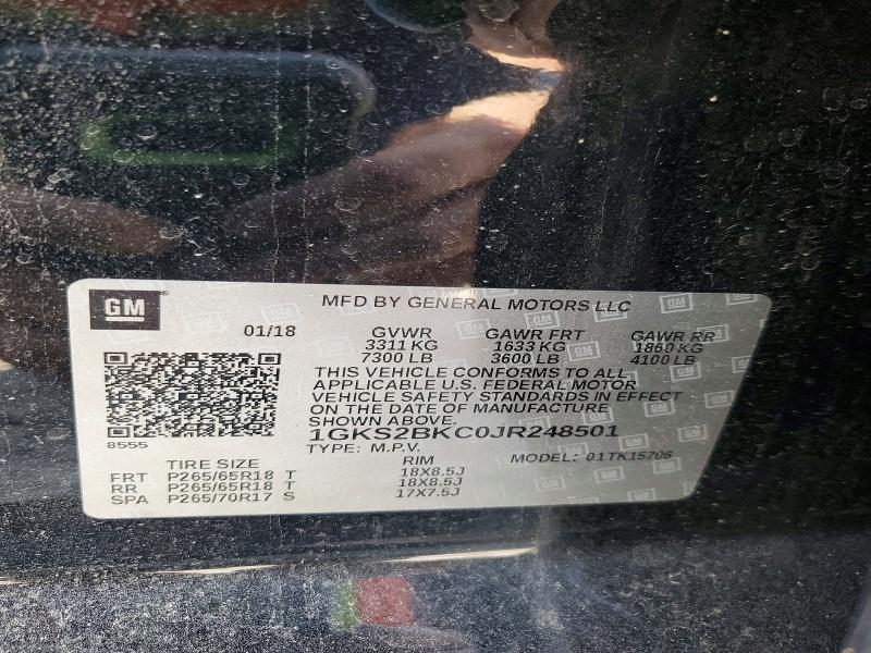 Aukcja sprzedaży 2018 Gmc Yukon, vin: 1GKS2BKC0JR248501, numer aukcji: 50324496