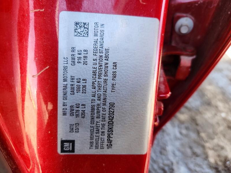 2013 Buick Verano მანქანა იყიდება აუქციონზე, vin: 1G4PP5SK0D4202790, აუქციონის ნომერი: 50516626