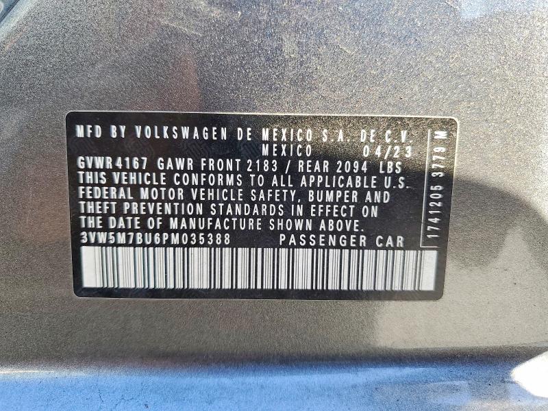 Aukcja sprzedaży 2023 Volkswagen Jetta, vin: 3VW5M7BU6PM035388, numer aukcji: 50321936