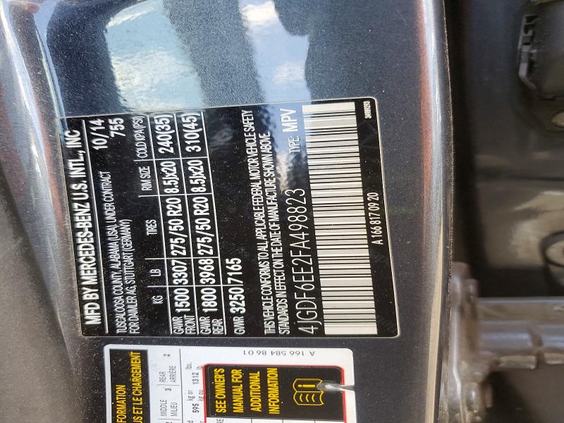 50503346 :رقم المزاد ، 4JGDF6EE2FA498823 vin ، 2015 Mercedes-benz Gl مزاد بيع