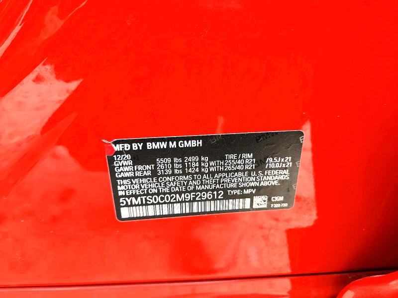 Продаж на аукціоні авто 2021 Bmw X3, vin: 5YMTS0C02M9F29612, номер лоту: 48673906