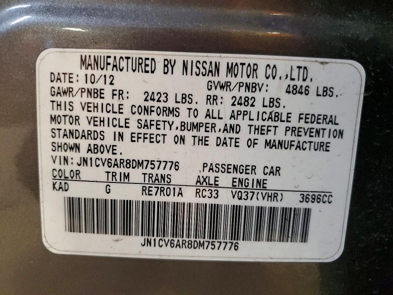 Продажа на аукционе авто 2013 Infiniti G37 Sedan, vin: JN1CV6AR8DM757776, номер лота: 48956386